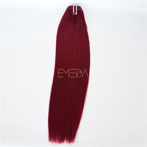 Burgundy color Peruvian remy hair LJ174